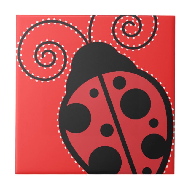 Red Ladybug Trivet Tile Kakelplatta (Framsidan)