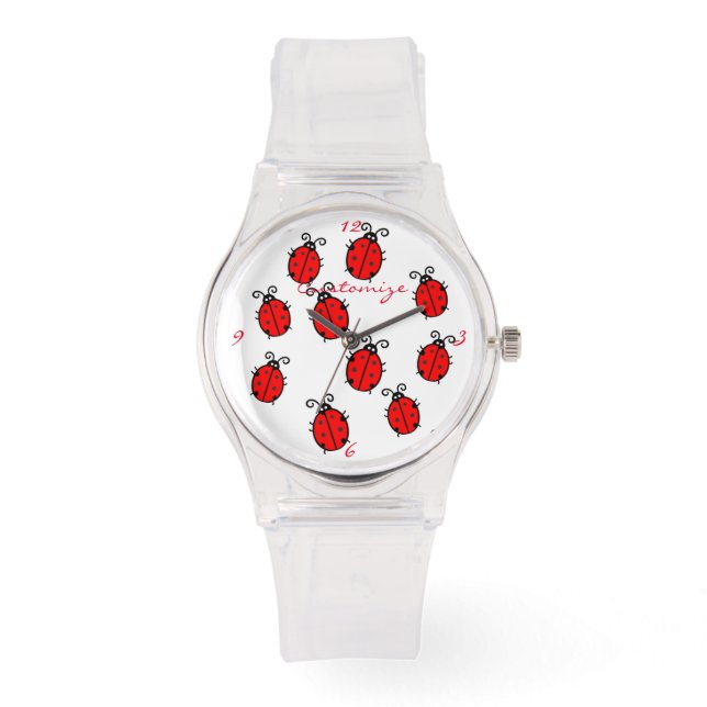 Red Ladybugs Crawling Thunder_Cove Armbandsur (Framsida)