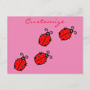 Red Ladybugs Crawling Thunder_Cove Vykort