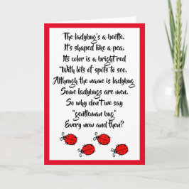 Red Ladybugs & Cute Dikt Kort