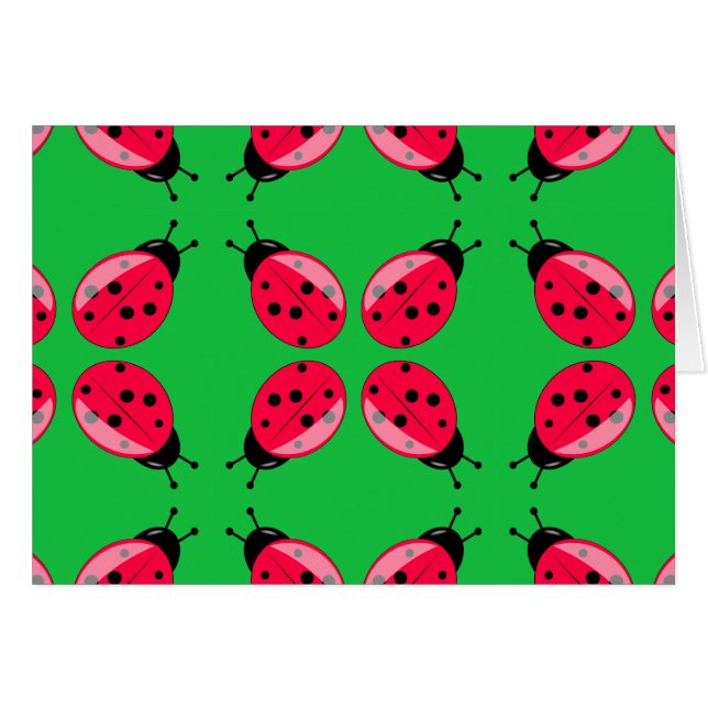 Red Ladybugs Hälsningskort (Framsidan Horizontal)