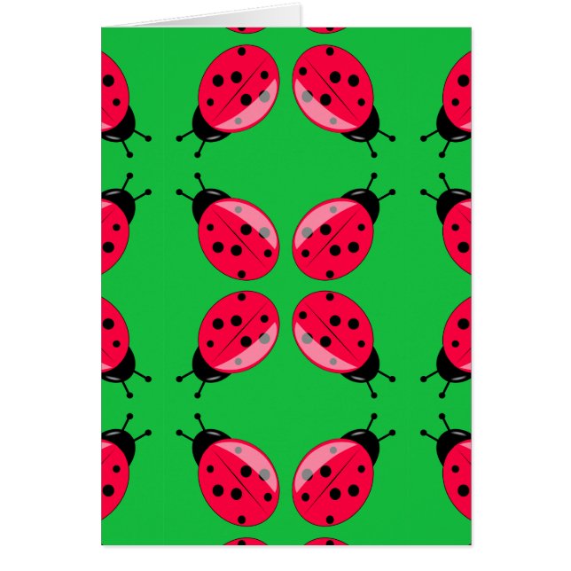 Red Ladybugs Hälsningskort (Framsidan)