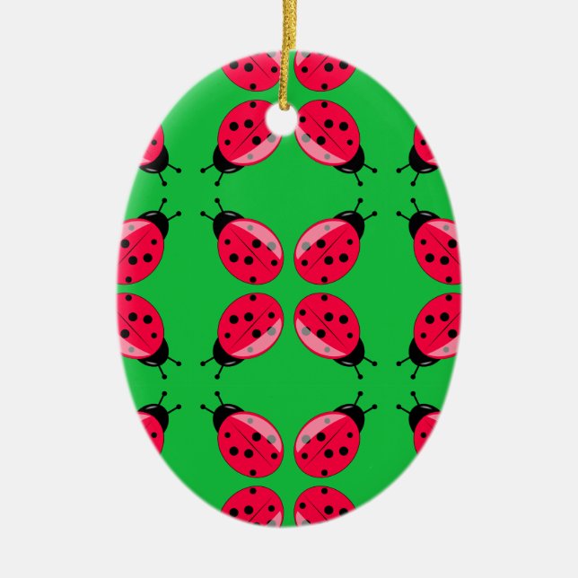 Red Ladybugs Julgransprydnad Keramik (Framsidan)