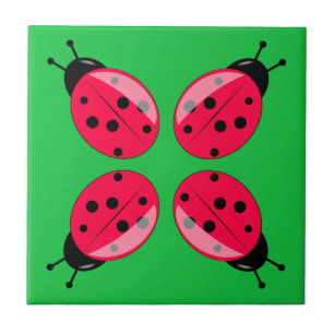 Red Ladybugs Kakelplatta