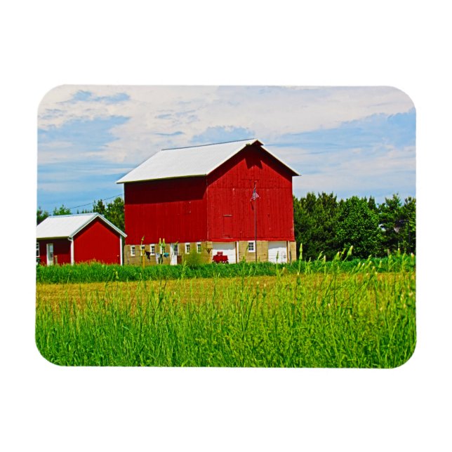 Red Land Barn och Pasture Magnet (Horisontell)