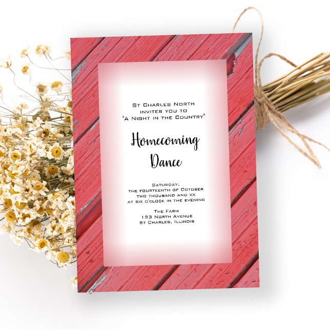 Red Land Barn Wood Homecoming Dance Inbjudningar (Skapare uppladdad)