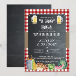 Red Land Checks i Do BBQ Kommande Bröllopsfest Inbjudningar