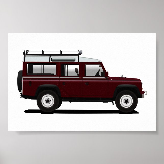 Red Land Rover Defender 110 Poster (Framsidan)