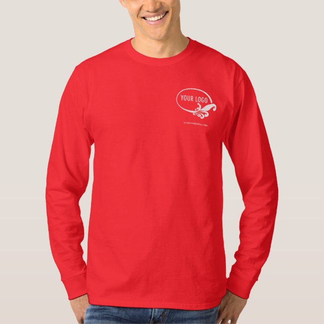 Red Långärmad Shirt Uniform with Business Logotyp T (Framsida)