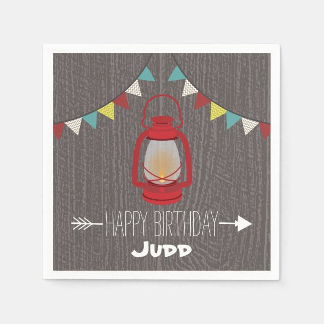 Red Lantern Birthday Napkins Pappersservett (Framsidan)
