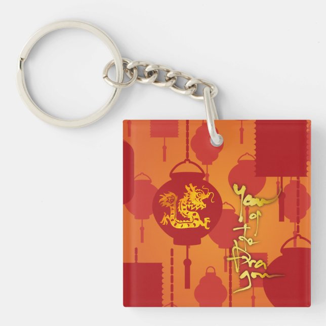 Red Lanternor Chinese Dragon New Year Monogram AK (Framsidan)