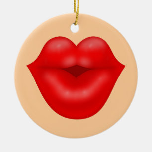 Red läppar big kiss julgransprydnad keramik