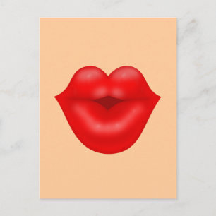 Red läppar big kiss vykort