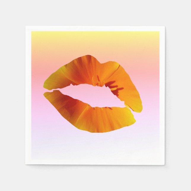 Red Läppar Cocktail Papper Napkins Pappersservett (Framsidan)