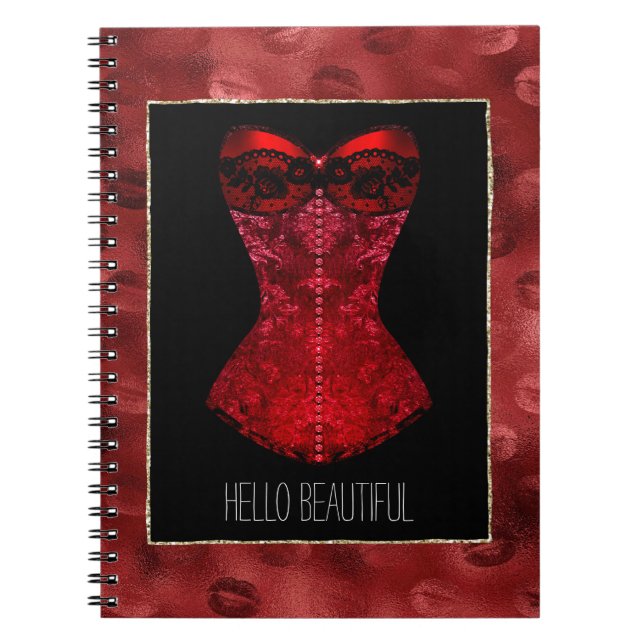 Red Läppar Corset Anteckningsbok (Framsidan)