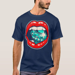 Red Läppar Diamond T Shirt