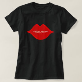 Red läppar för konstnären skönhet svart tee shirt