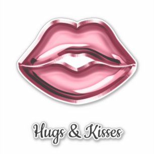 Red Läppar Kiss Hearts Klistermärken