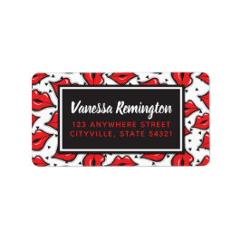 Red Läppar Kiss Lipstick & Beauty Distributor Anpa Adressetikett