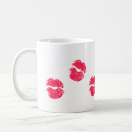 Red Läppar Kiss Lipstick Kisses Valentine Day Kärl Kaffemugg