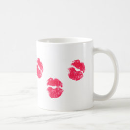 Red Läppar Kiss Lipstick Kisses Valentine Day Kärl Kaffemugg