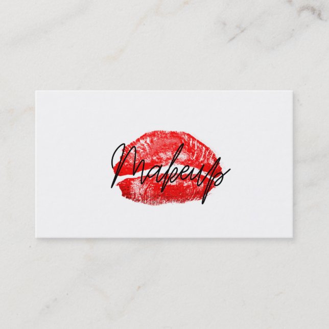 Red Läppar Kiss Makeup Beauty Glam Chic White Visitkort (Framsida)