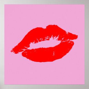 Red Läppar Kiss Mod Pop Art Anpassningsbar Färg Ba Poster