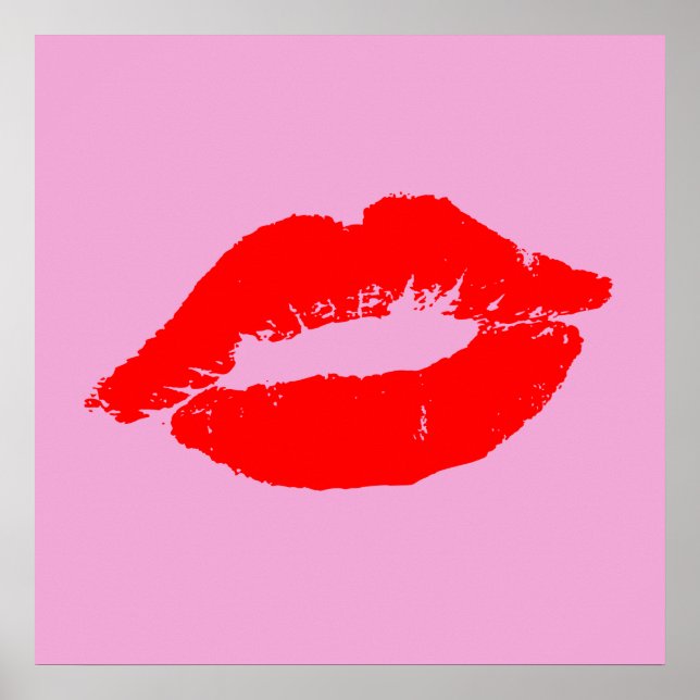 Red Läppar Kiss Mod Pop Art Anpassningsbar Färg Ba Poster (Framsidan)