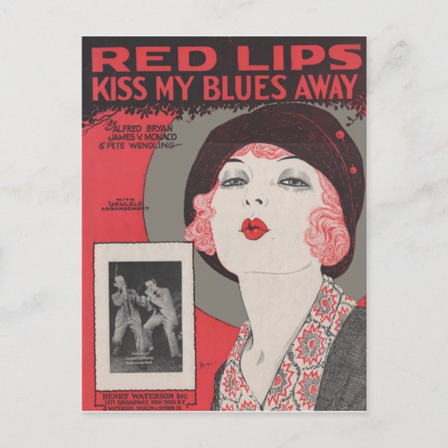 RED LÄPPAR KISS MY BLUES AWAY VYKORT (Framsida)