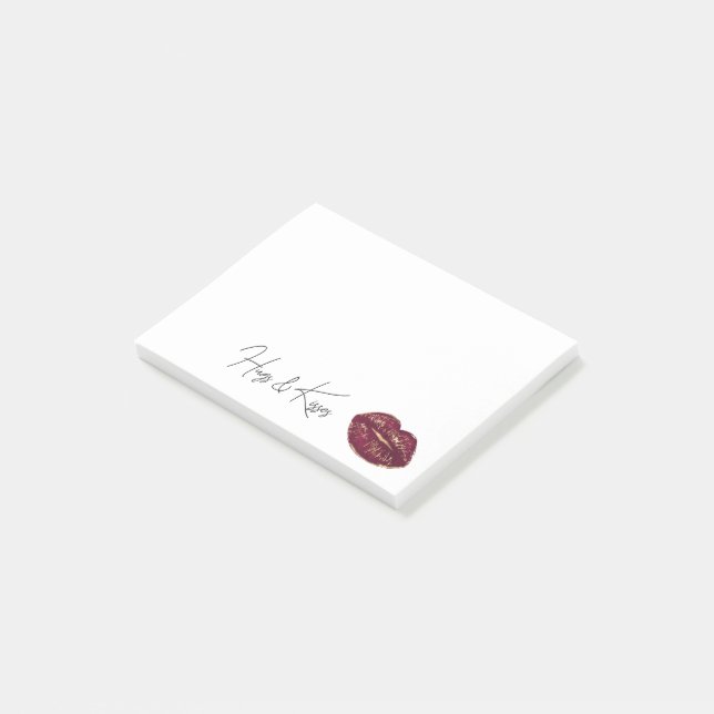 Red Läppar Kiss Post-it Block (Vinklad)