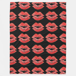 Red läppar kiss print valentines day filt