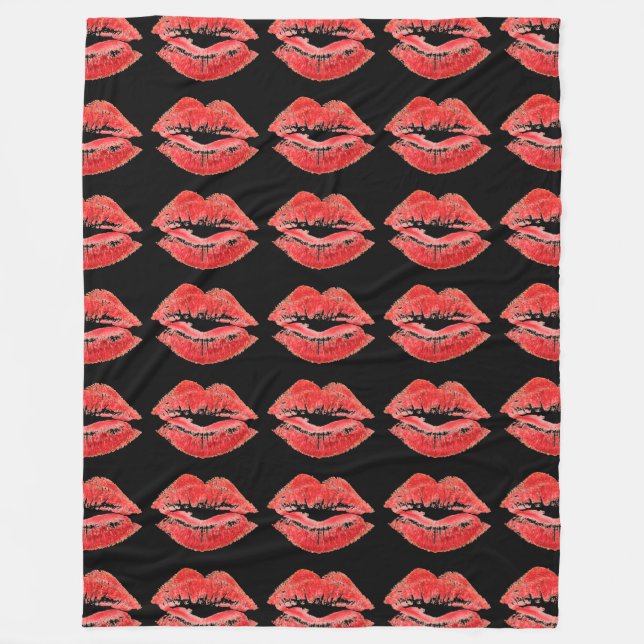 Red läppar kiss print valentines day filt (Framsidan)