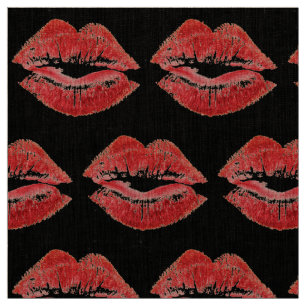 Red läppar kiss print valentines day swak väv tyg