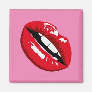 Red läppar kiss retro 80's designad kylmagnet magnet