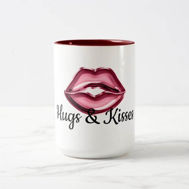 Red Läppar Kiss Två-Tonad Mugg (Center)