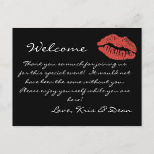 Red Läppar Kiss Welcome Bag Note Vykort