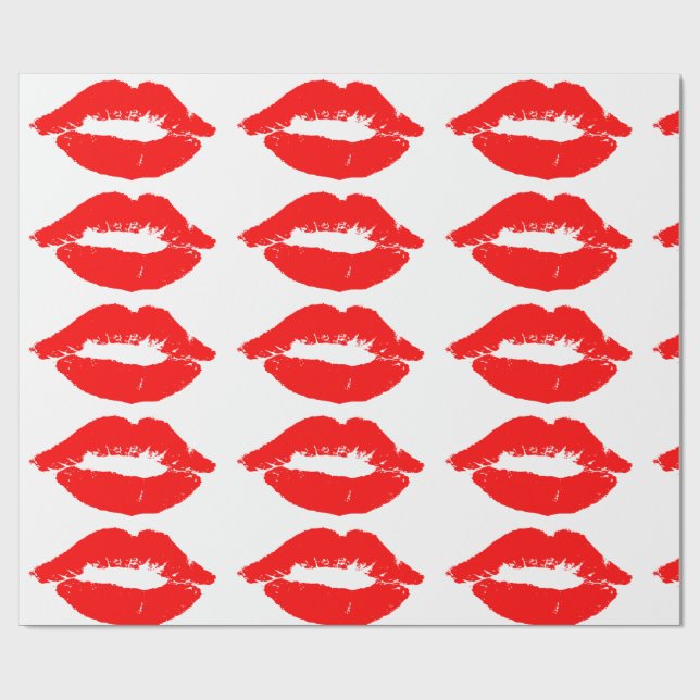 RED LÄPPAR KISS WRAPPING PAPPER PRESENTPAPPER (Platt)