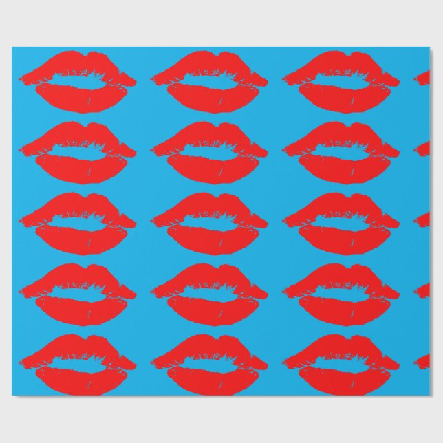 RED LÄPPAR KISS WRAPPING PAPPER PRESENTPAPPER (Platt)