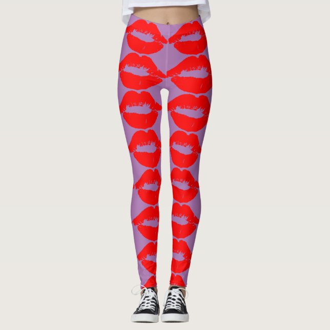 RED LÄPPAR KISS YOGA BYXOR (Framsida)