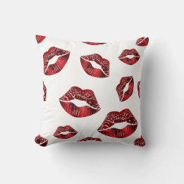 Red Läppar Kissing Mönster Valentine Day Cushion Kudde