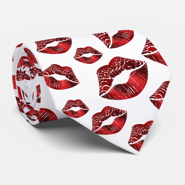 Red Läppar Kissing Mönster Valentine Day Tie Slips (Rullad)