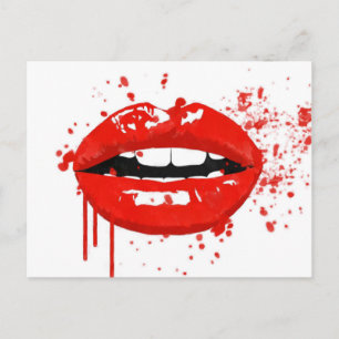 Red läppar kyss skönhet mode makeup vykort
