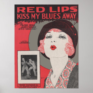 Red läppar kysser mina blunder. poster
