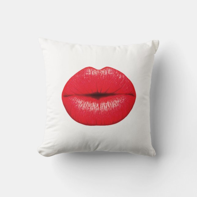 Red Läppar läppsticks kiss kiss pop punart Kudde (Framsida)