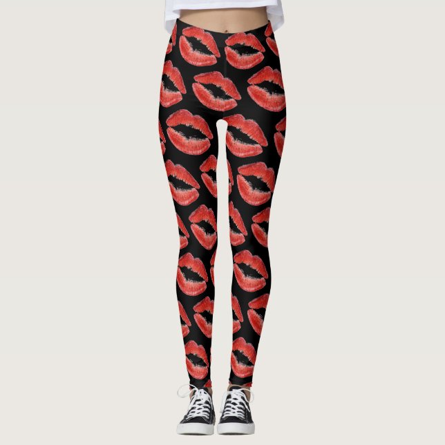 Red Läppar Leggings (Framsida)
