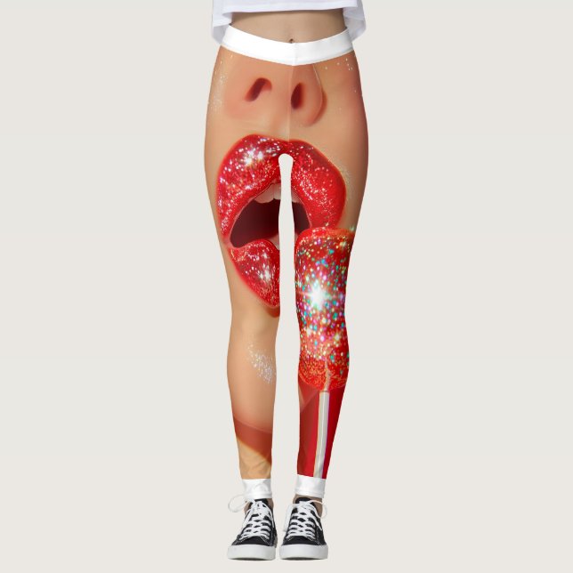 Red Läppar Leggings (Framsida)