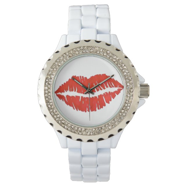 Red Läppar Lip Lipstick Kiss Valentine Day Watch Armbandsur (Framsida)