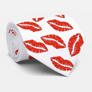 Red Läppar Lipstick Kiss Me Skriv ut Alla hjärtans Slips