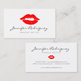 Red Läppar Lipstick Makeup Artist Cosmetic Visitkort