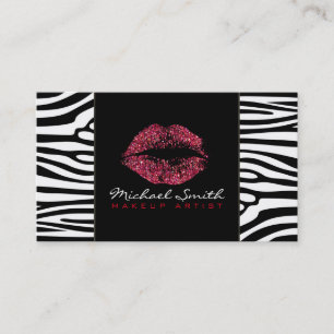 Red Läppar Makeup Artis Modern Zebra Skin #9 Visitkort